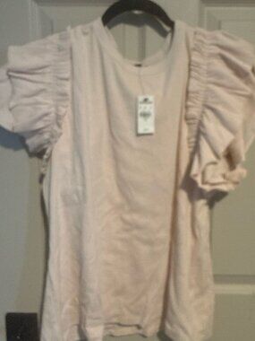 Short Sleeve Ruffle Cream Top